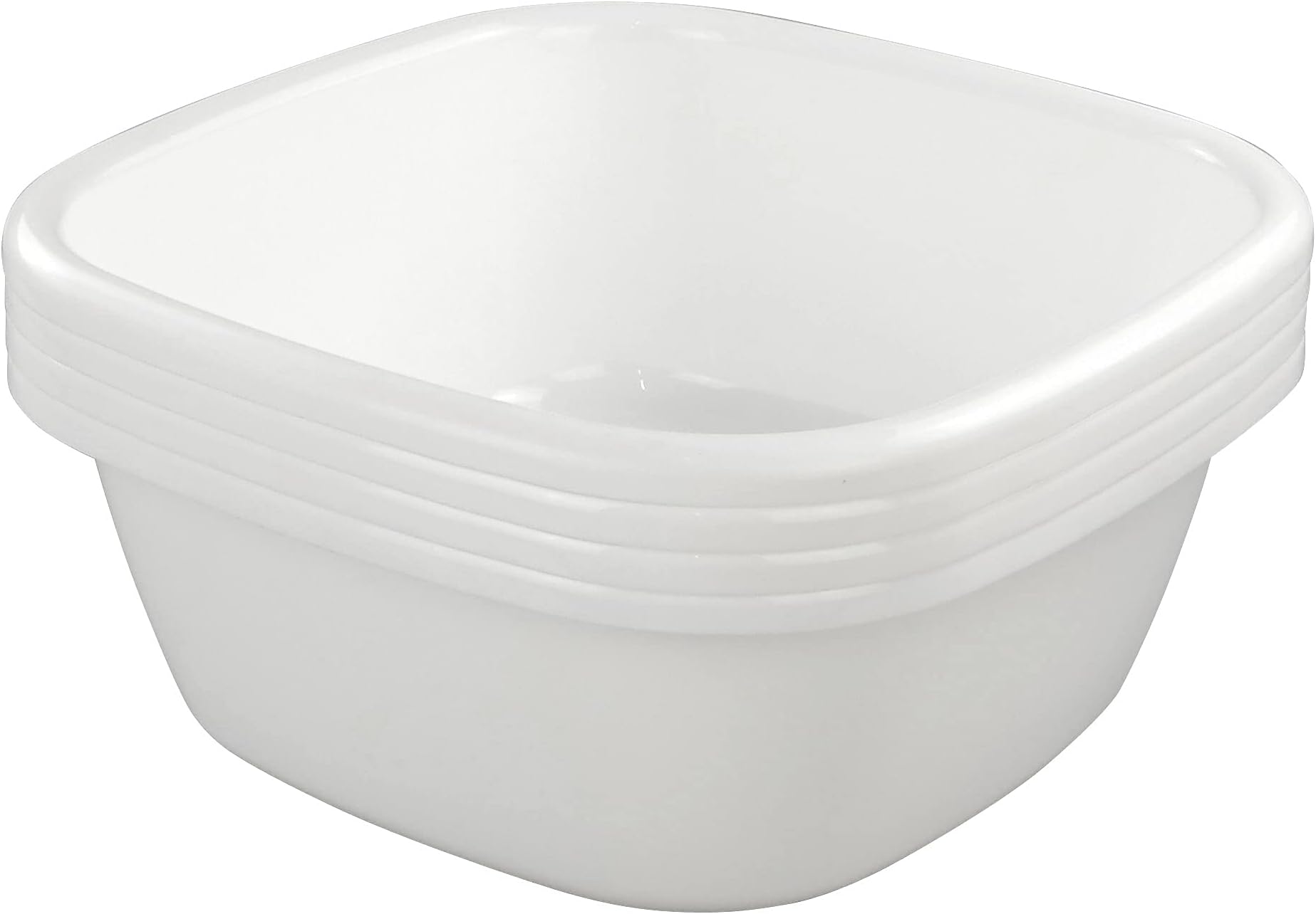 4-Pack 12 Quart Plastic Dishpan/Wash Basin, White