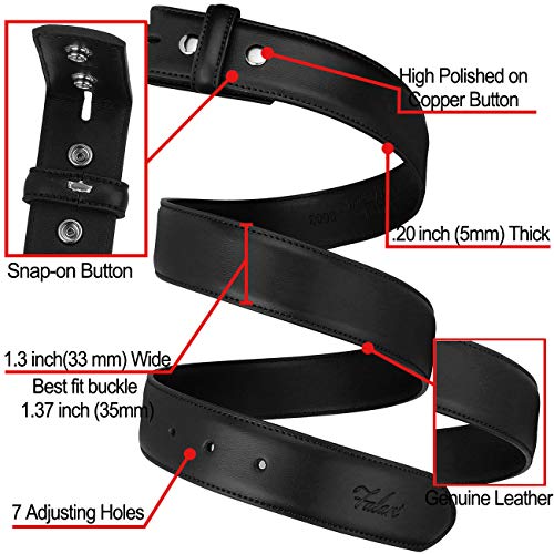 Falari Replacement Genuine Leather Dress Belt Strap Without Buckle Snap on Strap 33mm fit 35mm Buckle3
