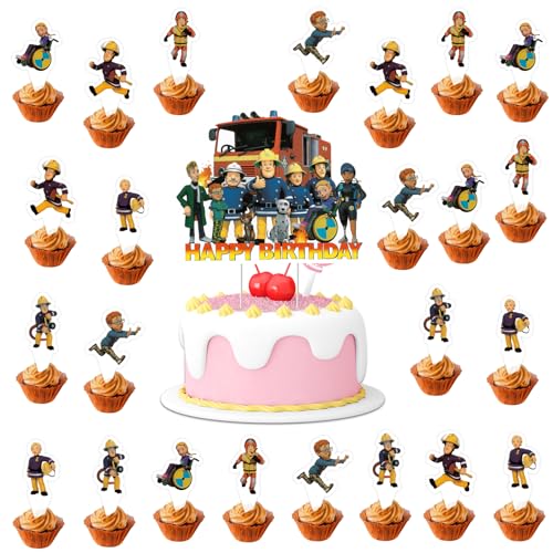 Feuerwehrmann Sam Cake Topper, 25 Stück Feuerwehr Geburtstag Deko, Kindergeburtstag Kuchen Deko, Feuerwehr Tortendeko, Cupcake Deko für Kinder Party, Geburtstagsfeier Cupcake Toppers Feuerwehrmann Sam Cake Topper, 25 Stück Feuerwehr Geburtstag Deko, Kindergeburtstag Kuchen Deko, Feuerwehr Tortendeko, Cupcake Deko für Kinder Party, Geburtstagsfeier Cupcake Toppers