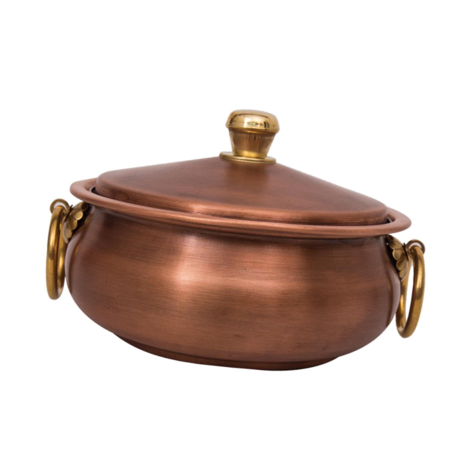 Perfeclan Kupfertopf, Kochgeschirr mit Deckel, Bratpfanne, Kupferkochtopf im Vintage-Stil, binauraler Topf für Picknick, Herd, Haushalt, Kochen zu Hause, 24 cm Durchmesser