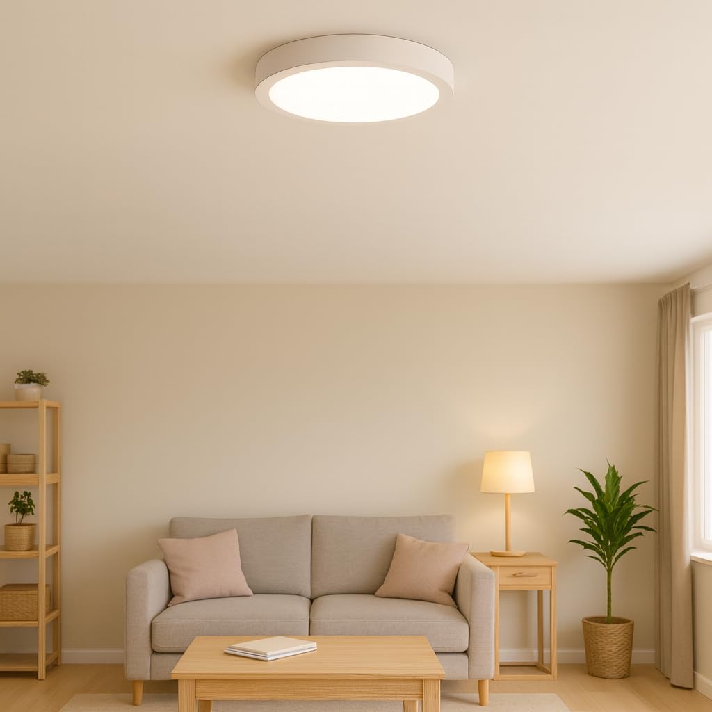 M Ledme - Panel de Superficie Serie Slim 20W, 2000lm, Luz fría (6000k). Lámpara de techo de interiores IP20. Ideal para Baño, Cocina, Dormitorio. Fácil de instalar, LM5243.