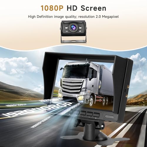 Hikity 7 Inch Backup Camera Monitor Kit, AHD 1080P IP69 Waterproof Rear View Camera + 49.2ft Extension Cord + Monitor, Night Version Vehicle Parking System for Car/Truck/SUV/RV Campers/Vans 12V-24V - Thumbnail 5