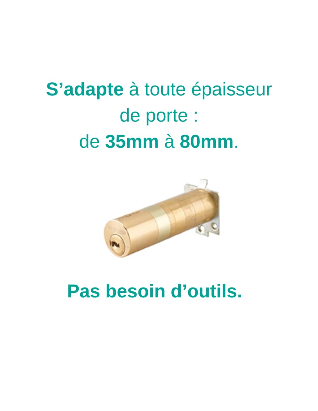 THIRARD - Verrou Double Entrée Universel Ajustable - Cylindre 35 à 80 mm - Acier - 5 Clés - Epoxy Bronze - Sécurité Domestique - Double Entrée Cylindre - Bronze