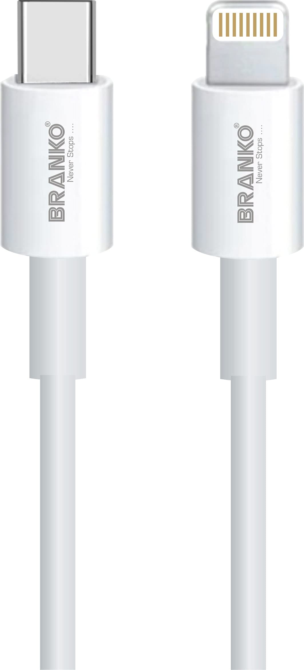 BRANKO- Type-C to PD 20W Fast Charging 1 Meter Cable Compatible with All iOS Devices High-Speed Data Sync Cord