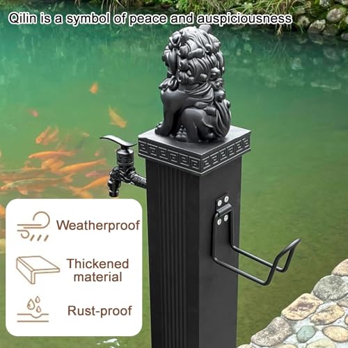 Colonna d'acqua da giardino, colonna d'acqua da giardino indipendente, rubinetto da giardino con colonna d'acqua in acciaio inossidabile con supporto per tubo flessibile per patio, terrazza,