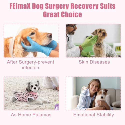 Image of FEimaX Dog Surgery Recovery Suit Female and Male Spay with Pee Hole, Pet Body Suits for Puppy After Spayed, Neuter Surgical Onesie for Small and Medium Dogs Cats, Alternative Bandages E-Collar & Cone