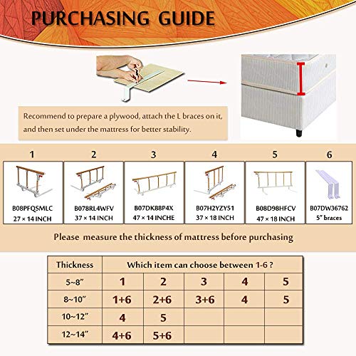 Bed Side Rails Safety Railings for Elderly Adults Seniors Bed Safety Rail Home Assist Handle Bedrail Grab Bar Bedside Cane Medical Supplies Folding Handicap Rails (48 ×18 INCH) - Thumbnail 4