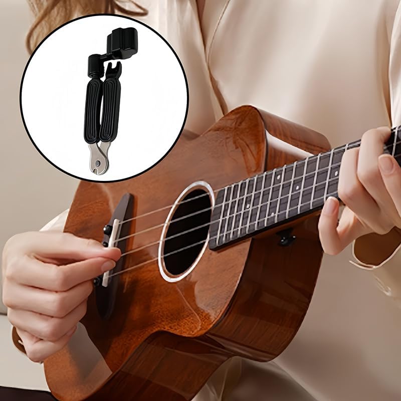 2 PCS Guitar String Winder, 3 in 1 Multifunctional Tool with Electric Guitar Tuner, String Cutter and Bridge Pin Puller, Professional Guitar Peg Winder for Acoustic and Electric Guitar Maintenance