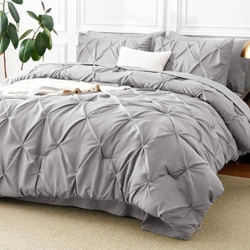 CozyLux King Size Comforter Set French Grey, 7 Pieces Pintuck Bed in a Bag by CozyLux - Used condition - US$55.58