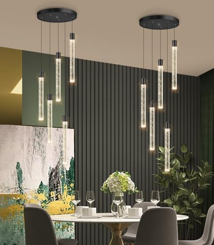 dolria Modern Crystal Chandelier for Dining Room LED Dimmable Pendant ...