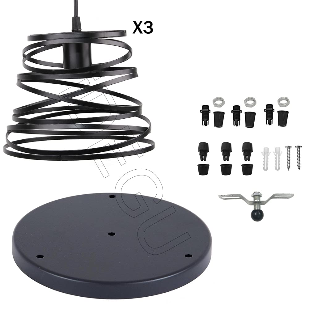 IDEGU Pendelleuchte Mit 3 Lampen – Modernes Spiral-Design, Metall, E27, Verstellbar, Für Wohnzimmer & Esszimmer