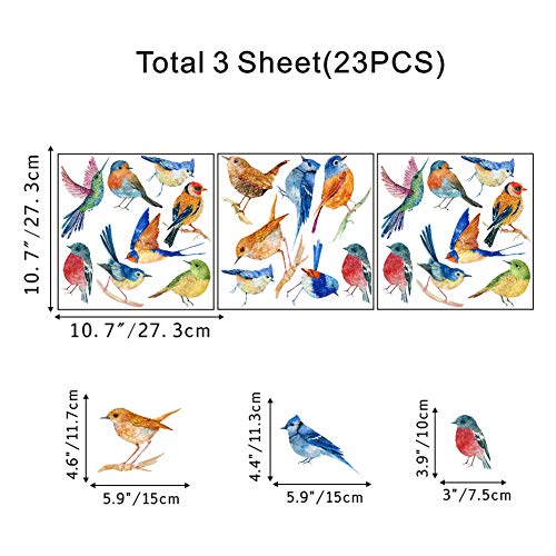 Iarttop Watercolor Birds Wall Decal, Creative Flying Bird Sticker For Living Room Colorful Nature Theme Wall Stickers Classroom Nursery Wall Art Modern Home Decor (23Pcs) #TOP3