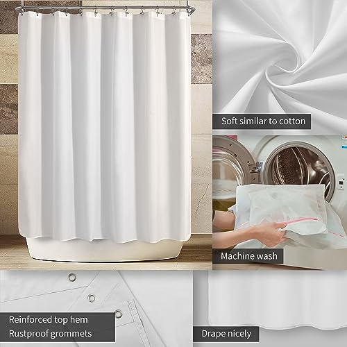 Image of ALYVIA SPRING Extra Wide Fabric Shower Curtain Liner Waterproof - 108 inch x 72 inch, Soft & Lightweight Wide Shower Curtain with Magnets, Machine Washable - 108x72, White
