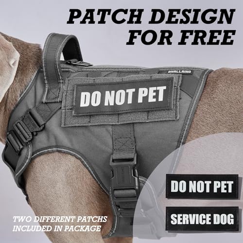 Image of Tactical Dog Harness for Large Dogs, Heavy Duty Dog Harness with Handle, Adjustable Reflective Military German Shepherd Dog Vest Harness with Do Not Pet Patches for Hiking Training Grey