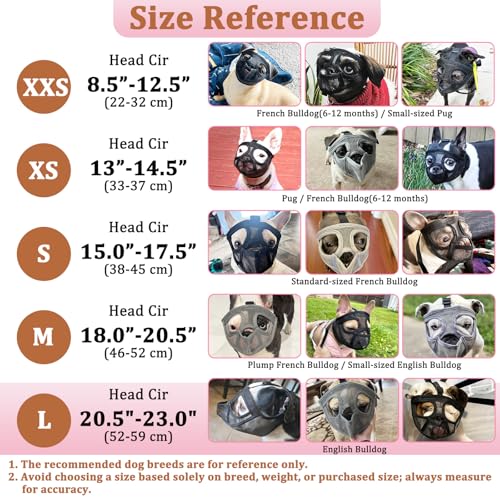 Image of Mayerzon Short Snout Dog Muzzle for French Bulldog with Full Pant Design to Prevent Eating Biting, Soft Mesh Dog Muzzle for Shih Tzu Pug English Bulldog for Grooming Walking, Allow to Drink and Feed