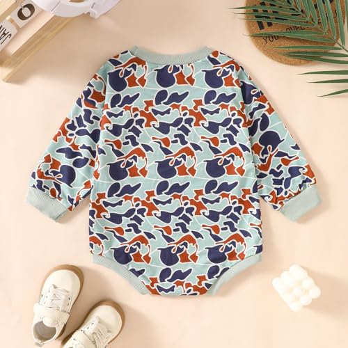 Newborn Baby Boy Girl Camouflage Embroidery Romper Infant Long Sleeve Bodysuit Coming Home Outfit2