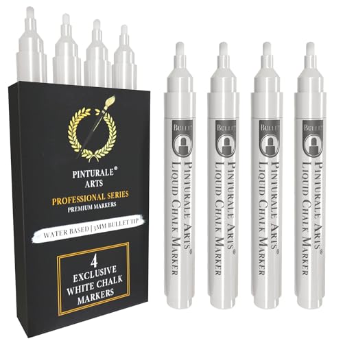 Pinturale Arts Set 4 Kreidestift Weiß | 3mm Spitze | Kreidemarker Weiss |...