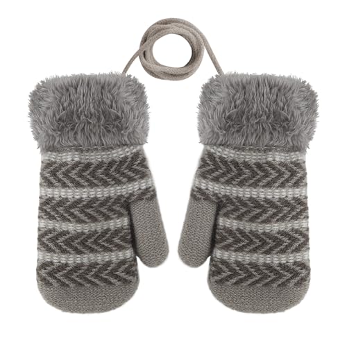 Unisex Kids Winter Glove Full Finger Warm Knit Gloves Cold Weather Outdoor Ski Gloves for Boys Girls