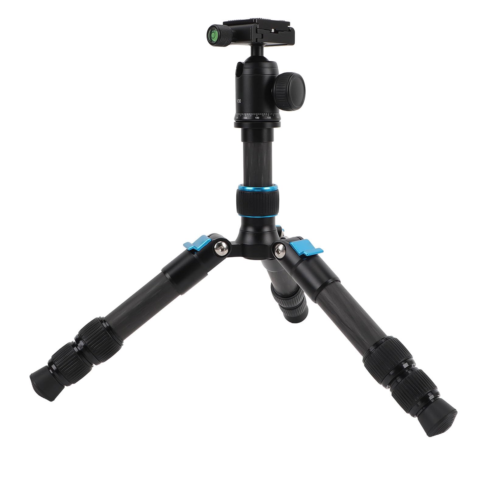 KIMISS Statyw do Aparatu Mini DSLR Statyw do Aparatu Stacjonarnego z Włókna Węglowego Wysuwany Otwór na śrubę 1/4 Cala z głowicą kulową 360° Płytki Arca QR Poziomica Kompatybilna z Monopodem