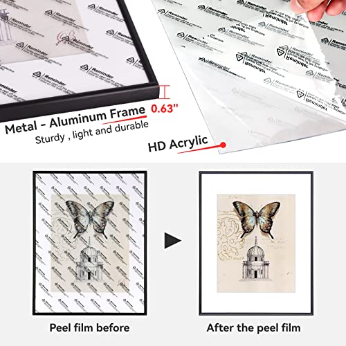 Fkvat 8.5X11 Picture Frame Set Of 4, Certificate Document Frame Matted Black Simple Modern Thin Aluminum Metal Photo Frame Fits 5X7 With Mat Or 8.5X11 Without Mat Photo. Display For Tabletop Or Wall Collage. (8.5X11 Black) #TOP4