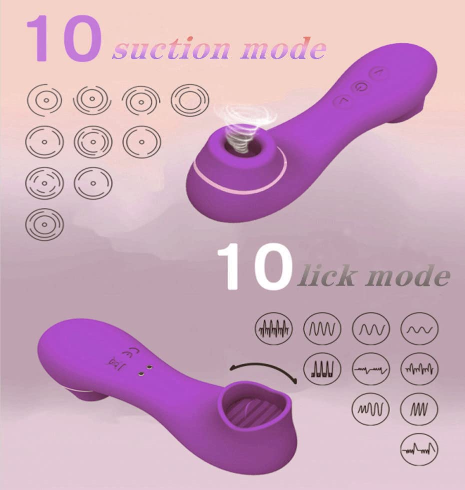 Massaggiatore elettrico，Ṥucchia e Lînguá Çlitòrīdè per Donna Vîbràtóri Clídórídè Dónnà, con 10 * 10 livelli di massaggio regolabiliṠèẍ TôyșṼibratṓrḙṗer Dònṅa Realistico100% impermeabile(Viola-1)