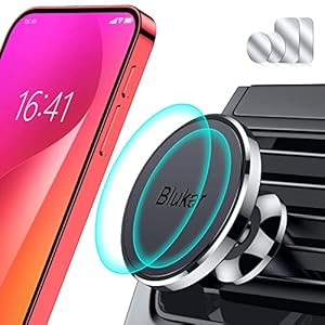 Blukar Car Phone Holder, Magnetic Air Vent Car Phone Mount Cradle – 360° Rotation and Case Friendly, N52 Strongest…