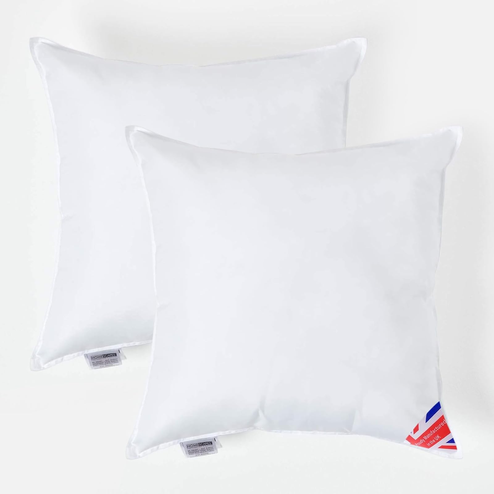 Homescapes White 2 Pack Luxury Super Microfibre Cushion Inserts 50Cm X 50Cm (20 X 20”) Perfect Bounce Back And Soft Cover Generously Filled Inner Pads Hypoallergenic Cushion Filler Handmade Machine Washable