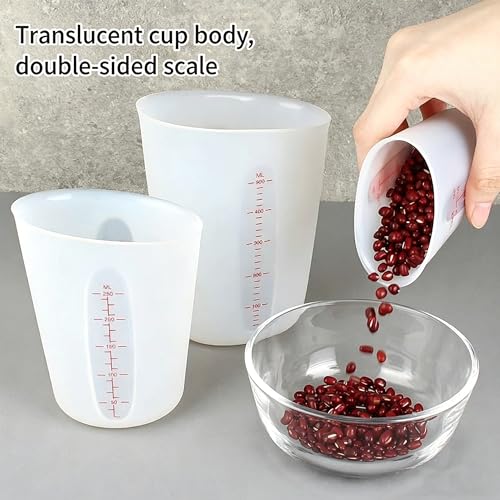 Set de 3 vasos medidores de silicona 500ml 250ml 125ml miniatura 3