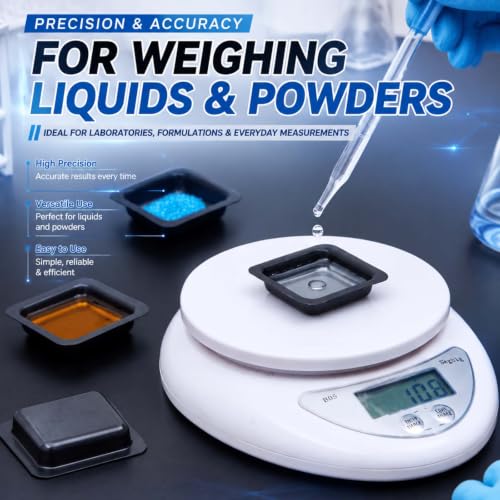 Image of Sherr 500 Pack 7 ml Weigh Boats Bulk Anti Static Black Pans Plastic Square Easy Pour Boats Weighing Trays for Capsule Filling, Lab Dish, Powder, Liquid, Food, Sample Container