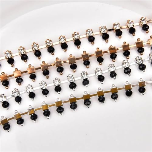 Chaîne en strass en cristal de 0,9 m avec base dorée pour couture - 3