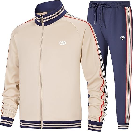 W JIANWANG Herren Trainingsanzug Jogginganzug Sportanzug Tracksuits 2 Teiliges Lässiges Athletisches Jogging