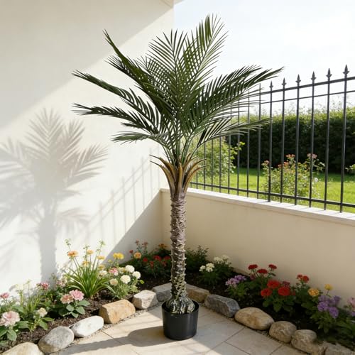 Image of Artificial Palm Tree 5Ft UV Rated Faux Tropical Palm Plant for Home Decor