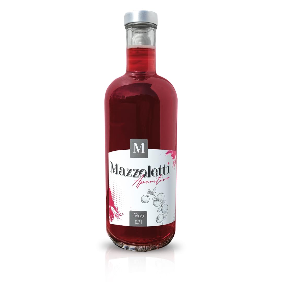 Mazzoletti Aperitivo 0,7 L Flasche, Preiselbeer-Likör, aromatischer frischer Frucht-Aperitiv, pur/als Basis für Mixgetränke, Aperitivo Italiano