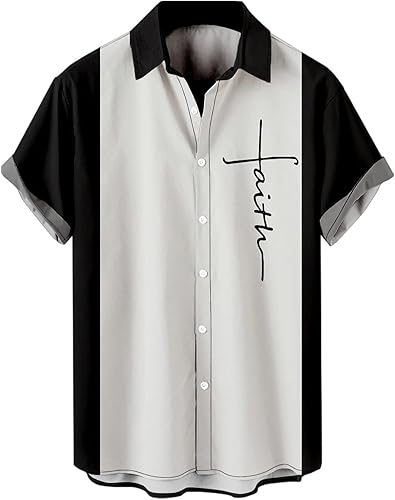 Camisas de boliche hawaianas de manga corta con botones para hombre, estilo hawaiano, casual, estampado de verano, ajuste regular, camisa de playa