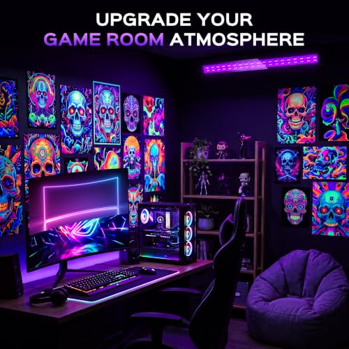 Image of T-SUN LED Black Light Bar, 40W Blacklight Bars for Halloween Decor Display | Blacklight Bar with 5ft Cord, Black Lights for Glow Party, Fluorescent Poster, Game Room, Stage Lighting, Covers 22x22ft Area