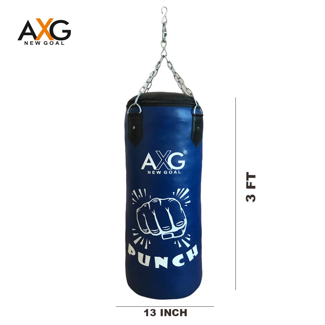 AXG New Goal Complete Boxing Set Includes Unfilled Punching Bag 3 ft, Hand Wraps and 1 Pair of Focus Pad 1
