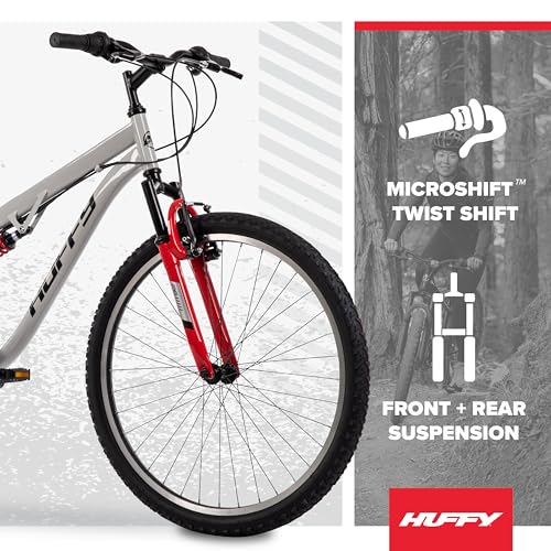 Image of Huffy Stone Mountain Bike for Men and Women, 20 inch /24 inch /26 inch, 6-Speed (20 inch) or 21-Speed, Front or Dual Suspension (Varies), Multiple Colors, Adjustable Saddle, Shimano Equipped, All-Terrain Tires