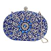 Oshhni Damen Handtasche mit Kette Abendtasche Sparkly Strass Metall Oval Handtasche Elegante Umhängetasche für Party Events Damen Braut Frau, Blau #2