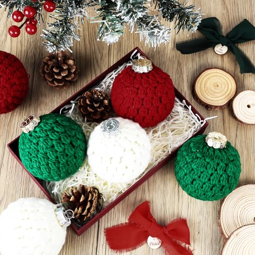 6 Pcs 3.15' Crochet Christmas Ball Ornaments Set...