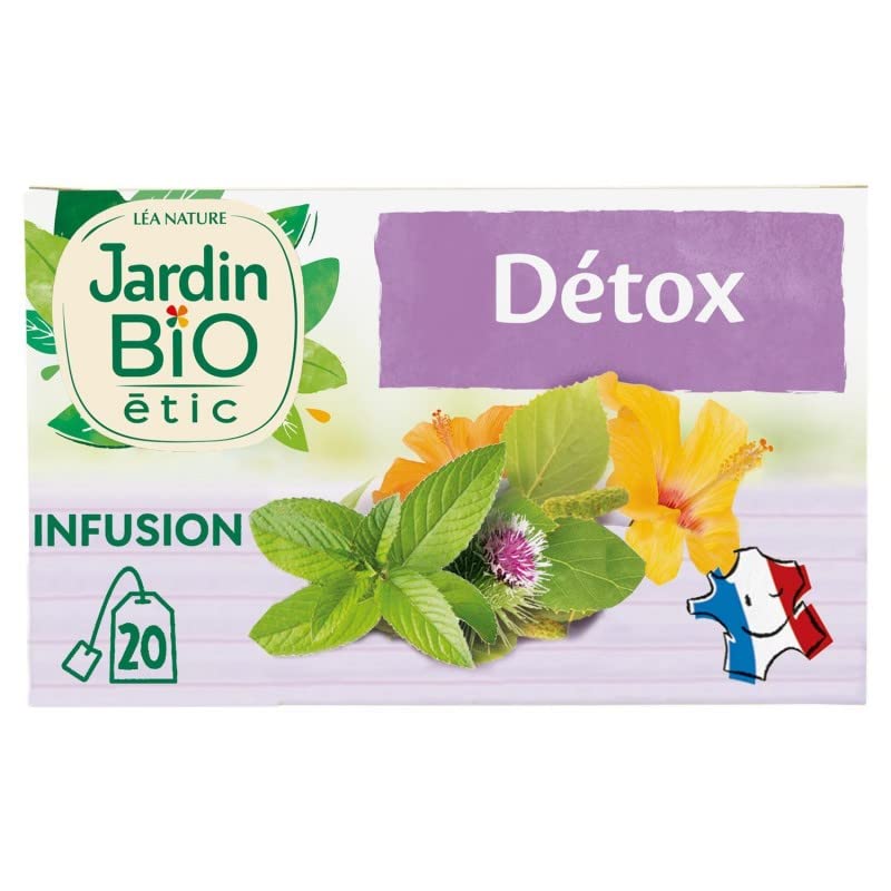 JARDIN BIO - Infusion Détox Bio 20 Sachets + Étui 30G - le Lot De 4