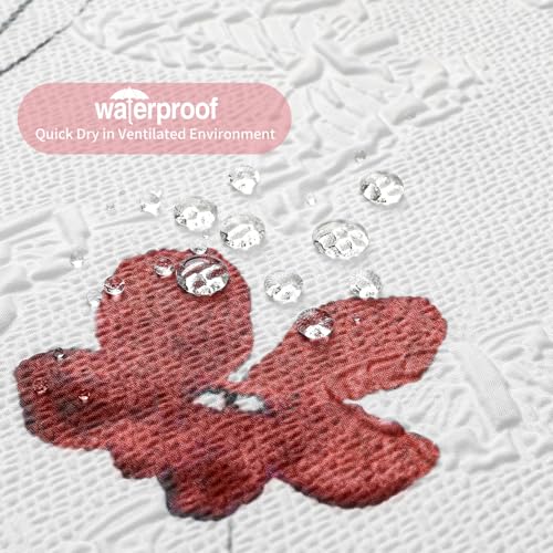 Image of QiyI Watercolor Floral Shower Curtain, 3D Embossed Butterflies Peach Pink Flower Bathroom Curtain, Minimalist White Cloth Bath Curtain, Waterproof Fabric Textured Shower Curtain Set with Hooks, 72x72