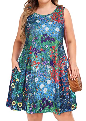 Image of elescat Plus Size Summer Dresses for Women Sleeveless Pockets Beach Tshirt Tank Sundress 2026