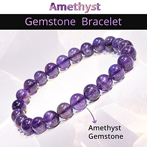 Image of ANAYA AGATE Healing Crystal Bracelet for Women and Men - 8mm Round Beaded Bracelet for Men and Women - Unisex Stretchy Gemstone Bracelet for Healing and Protection