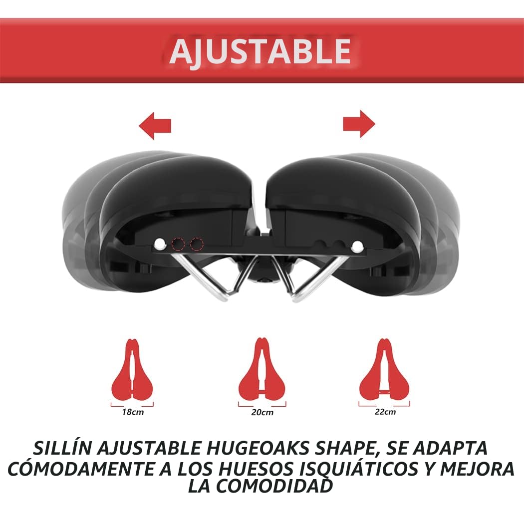Sillin Bicicleta, Ancho Ajustable, Sillin Bicicleta Comodo, Sillin Antiprostatico, Sillin Bicicleta Adecuado para MTB, Bicicleta de Carretera, Bicicleta de Ciudad