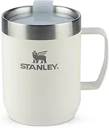 Stanley - Caneca de Acampamento, Copo Térmico com Tampa Para Beber, Térmica, Aço Inoxidáve, Para Bebidas Quentes e Frias, 236 ml, Cream