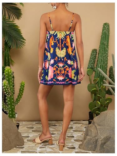 Image of MakeMeChic Women's Flowy Mini Dress Boho A Line Summer Ruffle Dresses Tropical Vacation Outfits