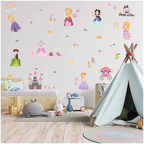 Stickers muraux personnalisés Stickers aquarelle animaux avec nom Sticker muraux pour chambre d'enfant chambre de bébé salle de jeux fille Y037 (Sans nom,...