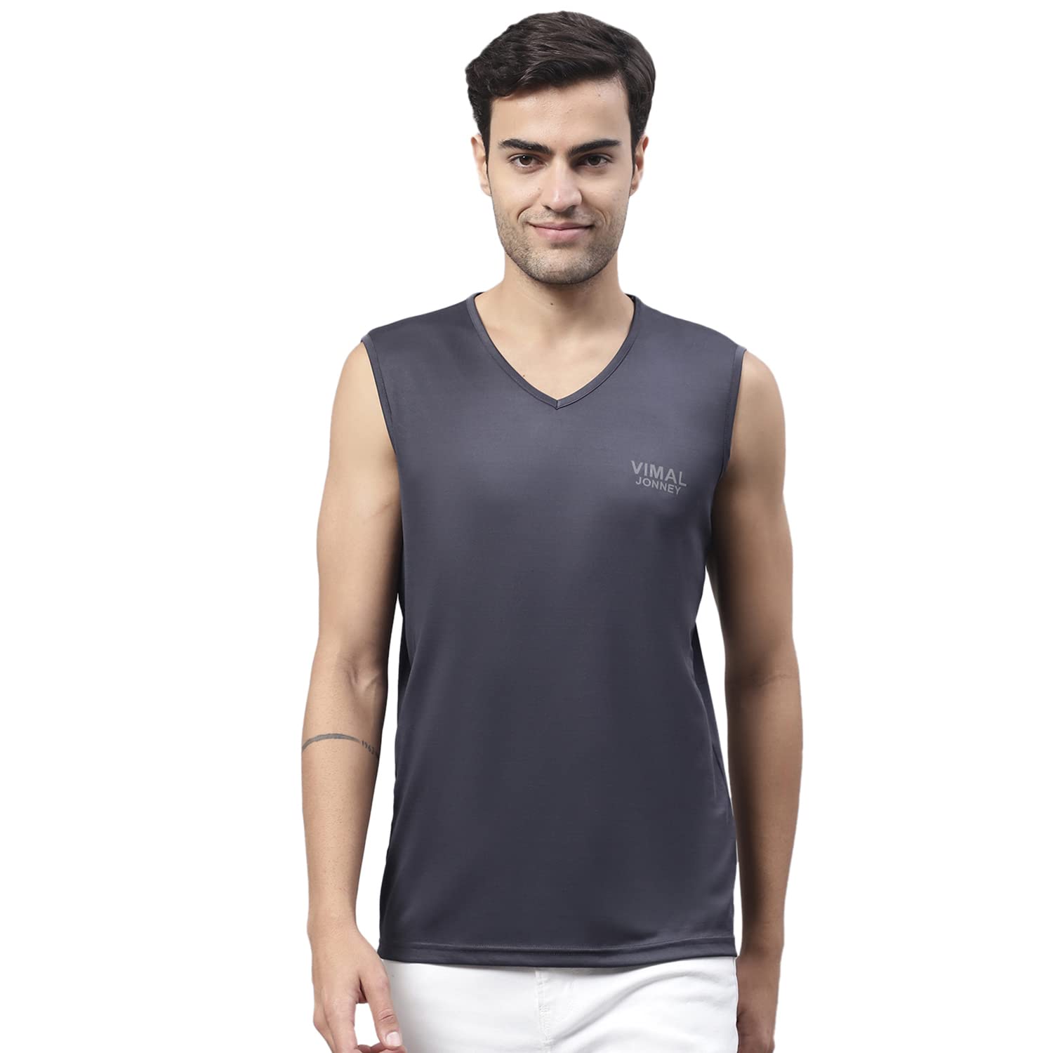 mack jonney Regular Fit Dryfit Lycra Solid Gym Vest for Men-DRYFIT_V_SL_BLK_01-P-picture-35