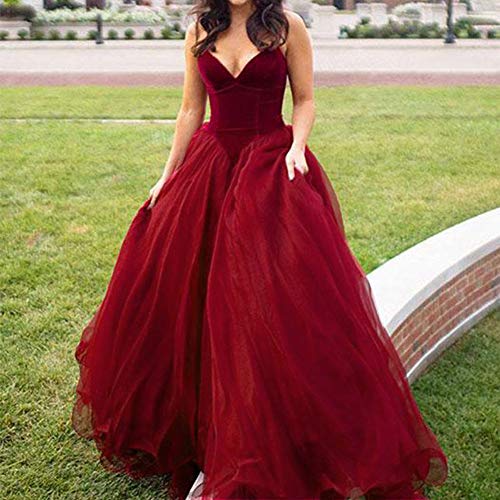 Lemai V Neck Velvet and Tulle Long Ball Gown Corset Formal Evening Prom Dresses2