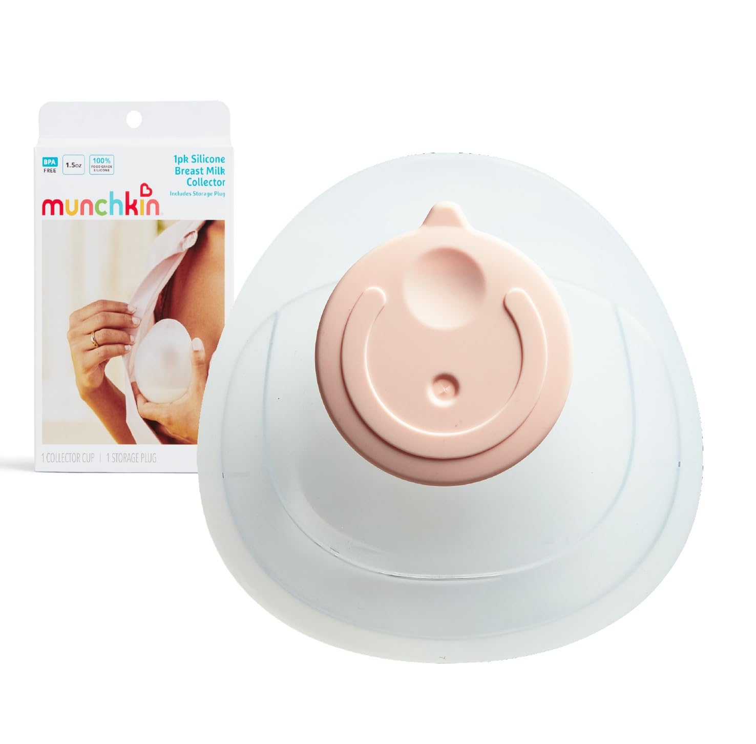 Munchkin Silicone Breast Milk Collector | Collect The Breast Milk from The Opposite Breast While You Nurse | Easy to Use | Ergonomic Design | Baby & Breastfeeding Essentials